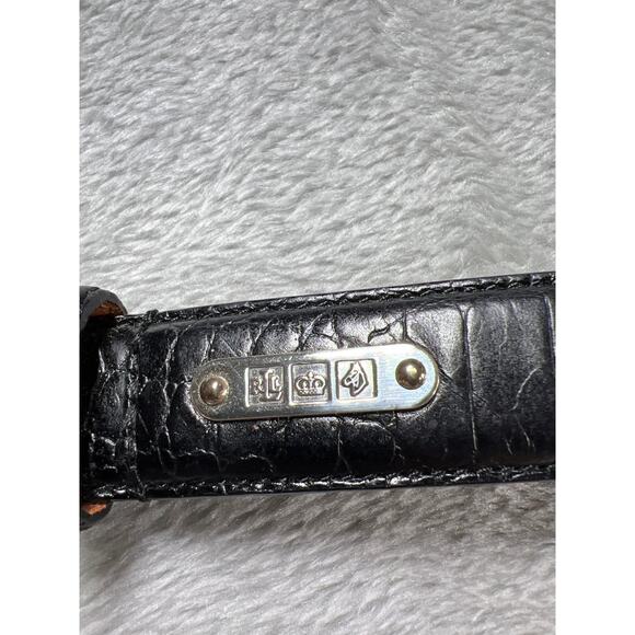 Rare Ralph Lauren Equestrian Black Italian Leather Belt Medium Croc Embossed USA main image 8